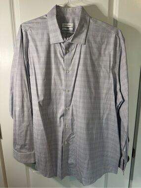 Calvin Klein Men’s Light Gray Micro-Check Dress Shirt